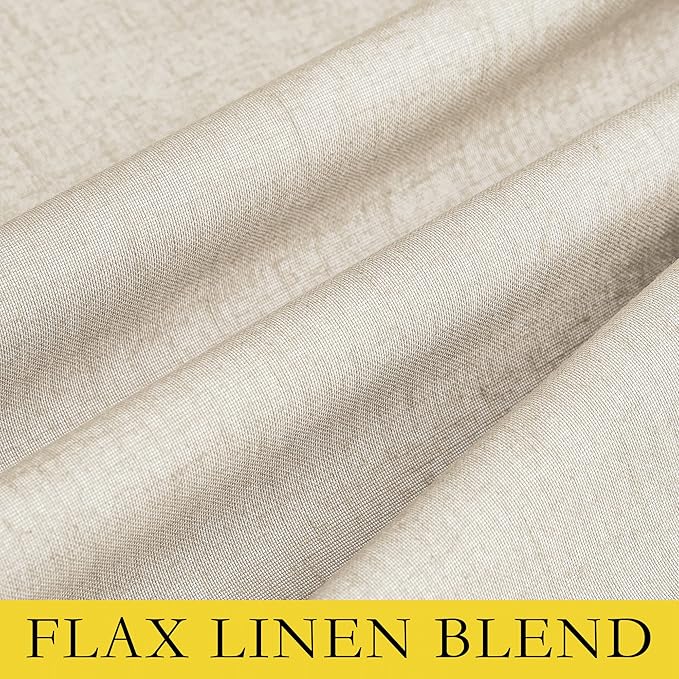 NICETOWN 100% Blackout Linen Texture Curtains 80" Long, Beige, 2 Pcs, Thermal Insulated Full Blackout 2-Layer Lined Drapes, Energy Efficiency Window Draperies for Boy's Room