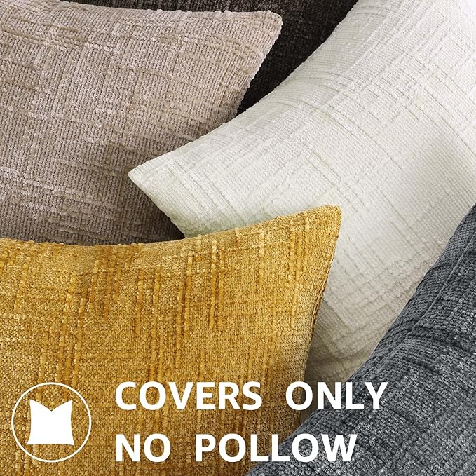 decorUhome Dark Grey Chenille Euro Sham Throw Pillow Covers 24x24 Set of 2 Textured Soft Cozy Slubby Couch Pillow Covers Modern Farmhouse Boho Decorative Pillow Cases for Bed Sofa Living Room