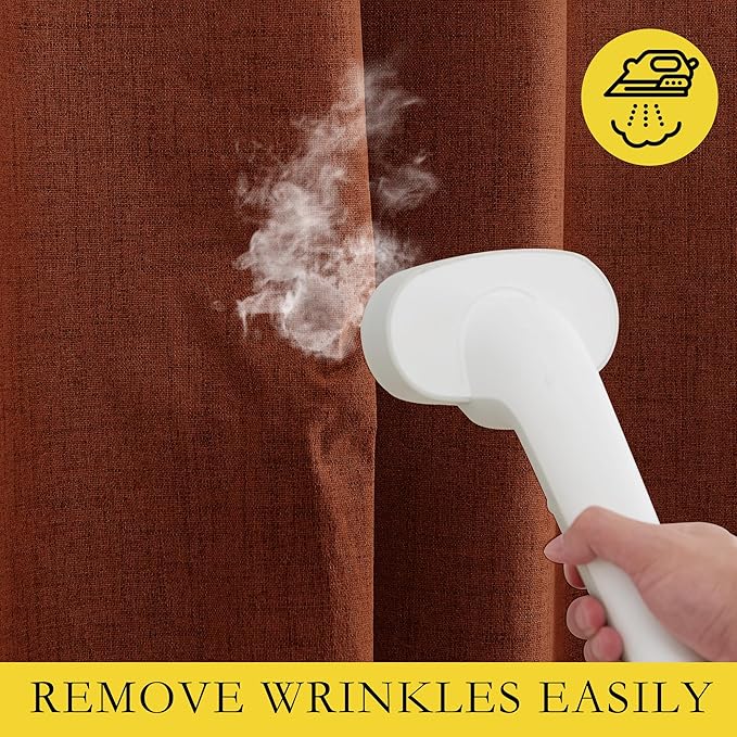 NICETOWN 100% Absolutely Blackout Linen Curtains with Thermal Insulated Liner, 52" Wide, 2 Panels, 102" Long Drapes, Grommet Retro Burnt Orange Linen Curtains Vertical Drapes Privacy for Bedroom