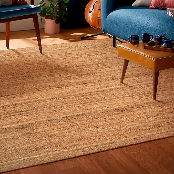 Hausattire Hand Woven Jute Braided Rug, 5'x8' – Natural, Reversible Boho Entry Area Rugs for Kitchen, Living Room I Farmhouse Indoor Outdoor Decorative Floor Rug, 60x96 Inches