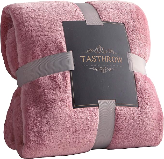 TASTHROW Large Flannel Fleece Throw Blanket, 60×80 Inch - Cozy Lightweight Thick Blanket - All Seasons Suitable for Women, Men and Kids (Pink)