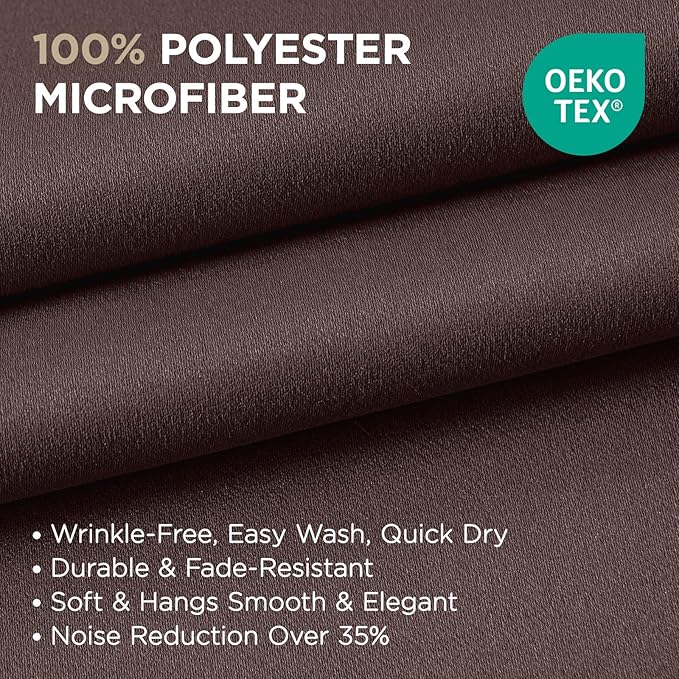 Joydeco Blackout Curtains 95 Inch Length 2 Panels Set, Thermal Insulated Long Curtains& Drapes 2 Burg, Room Darkening Grommet Drapes for Living Room Bedroom Window (W52 x L95 Inch, Chocolate)