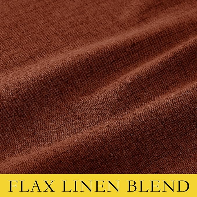 NICETOWN 100% Absolutely Blackout Linen Curtains with Thermal Insulated Liner, 42" Wide, 2 Panels, 54" Long Drapes, Grommet Retro Burnt Orange Linen Curtains Vertical Drapes Privacy for Kitchen