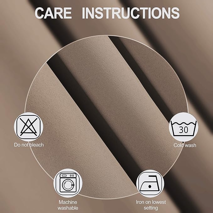 LEMOMO Cappuccino Thermal Blackout Curtains/52 x 108 Inch/Set of 2 Panels Room Darkening Curtains for Bedroom
