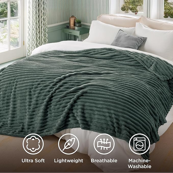 Bedsure GentleSoft Mallard Green Fleece Blanket for Couch - Cozy Soft Blankets for Women, Cute Small Throws for Girls, 108x90 Inches