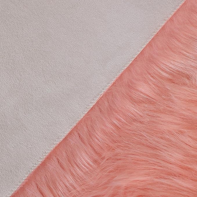 linmopm Faux Fur Rug Sheepskin Shag Fluffy Fuzzy 5x7 ft Pink Rugs for Bedroom Bedside Bed Floor Living Room Plush Rectangle High-Density Cushion Carpet Super Sofa Cover