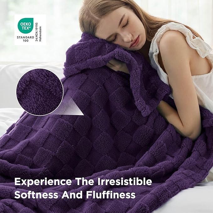 Bedsure GentleSoft Purple Throw Blanket for Couch - Checkered Fleece Blankets Gifts for Kids Girls, Cute Soft Cozy Mother's Day Throw for Bedroom Home Decor Gifts, 50x60 Inches