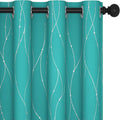 Deconovo Blackout Curtains, Thermal Insulated Soundproof Grommet Drapes, Wave Dots Silver Print, 52 x 72 Inch, Set of 2, Machine Washable Panels for Kitchen Bedroom Living Room Nursery, Turquoise