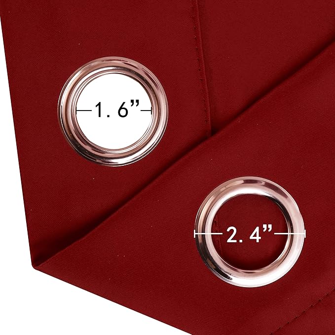 LEMOMO Red Thermal Blackout Curtains/38 x 84 Inch/Set of 2 Panels Room Darkening Curtains for Bedroom