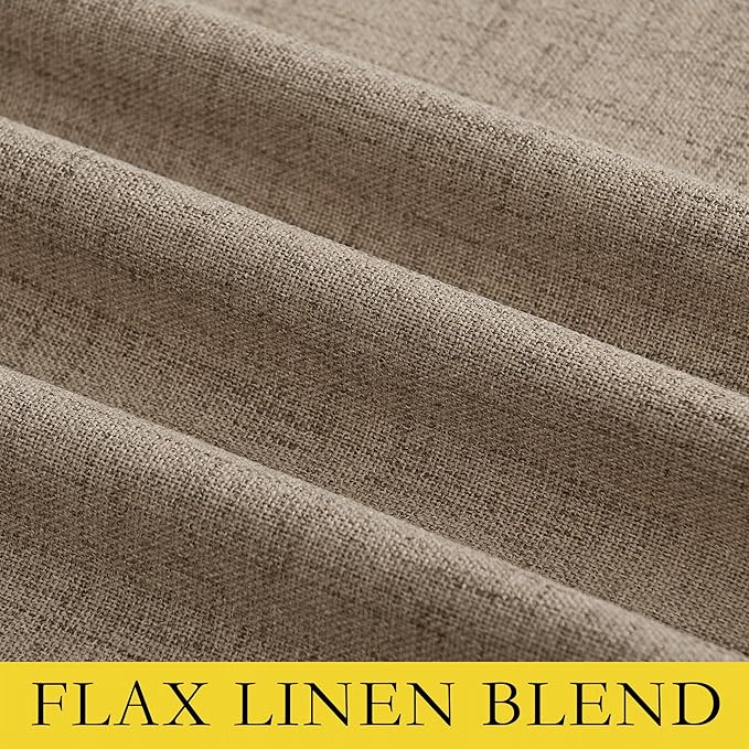NICETOWN Burlap Vintage Open Linen Weave Flax Thermal Curtains, 100% Blackout Curtains 45" Long for Dining Room, Soundproof Window Treatment Drapes for Hall Room, 52" Wide Per Panel, Set of 2