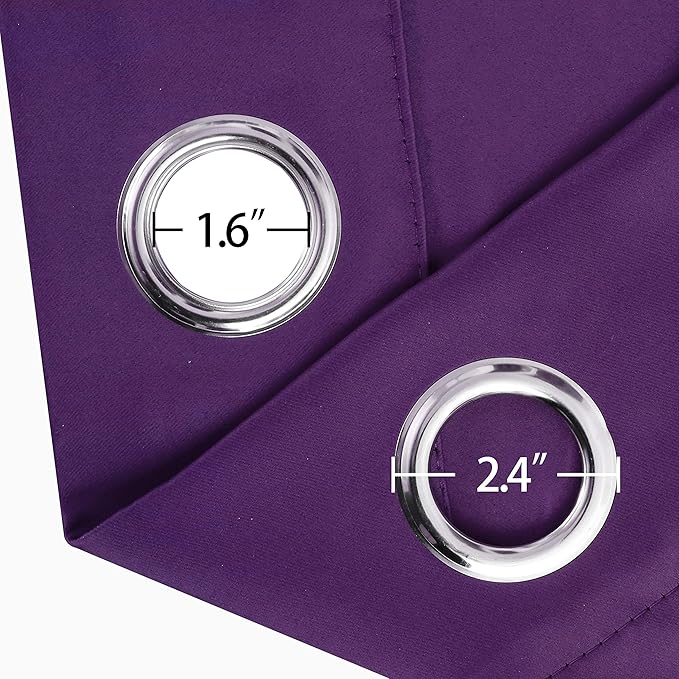 LEMOMO Purple Thermal Blackout Curtains/52 x 54 Inch/Set of 2 Panels Room Darkening Curtains for Bedroom