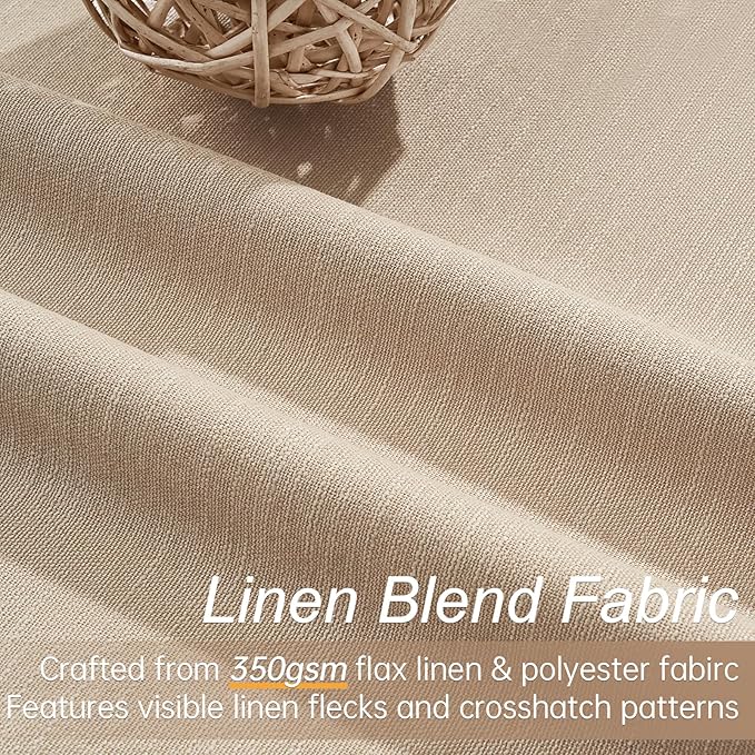 Topfinel 94 Inch Long Blackout Curtains for Bedroom Living Room Linen Textured Farmhouse Room Darkening/Thermal/Noise Reduction Window Treatment Drapes with Hooks 2 Panels, Camel Taupe
