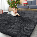 OLANLY 6x10 Machine Washable Large Area Rugs for Living Room, Bedroom, Soft Fluffy Shaggy Bedside Rug, Indoor Floor Carpet for Kids Girls and Boys, Dorms, Nursery, Home Decor Aesthetic, Black