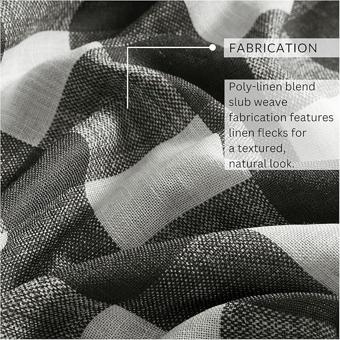 Elrene Home Fashions Farmhouse Living Grainger Buffalo-Check Room Darkening Window Curtain, Living Room and Bedroom Drape with Rod Pocket Tabs, 52" x 108", Black, 1 Panel