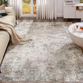 UERMEI 9x13 Area Rug Living Room Rugs Thickened - Washable Neutral Modern Abstract Soft Rug Indoor Floor No Slip Rug Carpet for Bedroom Under Dining Table Home Office Decor - Brown Grey