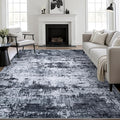 10x12 Area Rug Living Room Rug: Washable Modern Abstract Soft Thin Rug Indoor Floor No Slip Stain Resistant Carpet for Bedroom Dining Room Farmhouse Nursery Home Office - Black