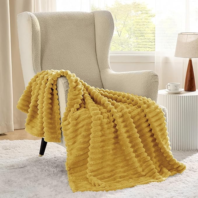 Bedsure GentleSoft Yellow Throw Blanket for Couch - Super Soft Cozy Blankets for Women, Cute Small Blanket for Girls, 50x70 Inches