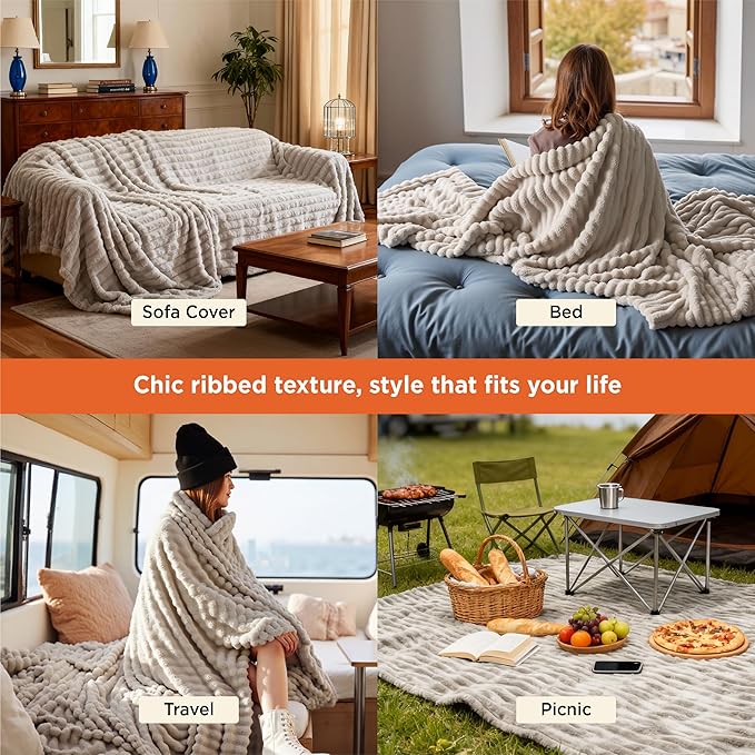 Bedsure GentleSoft California King Size Blanket for Bed - Cozy Soft Blankets for Women, Cute Large Throws for Girls, Beige, 102x96 Inches