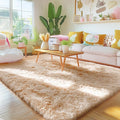 OLANLY 4x12 Area Rugs for Living Room Bedroom, Machine Washable Soft Fluffy Shaggy Bedside Rug, Indoor Floor Carpet for Kids Girls and Boys, Dorms, Nursery Rooms, Home Decor Aesthetic, Beige