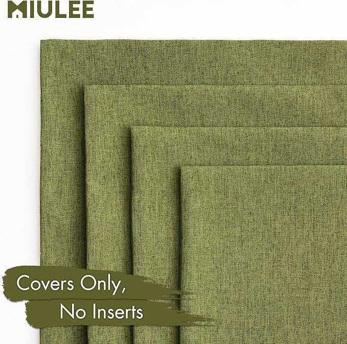 MIULEE Pack of 4 Decorative Solid Waterproof Throw Pillow Covers Linen Garden Farmhouse Cushion Cases for Outdoor Patio Tent Balcony Couch Sofa 16x16 inch Green