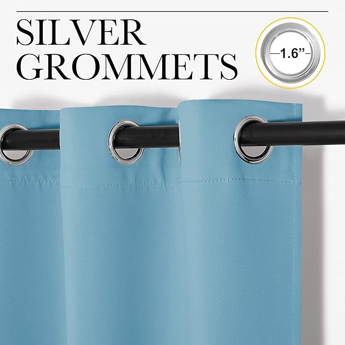 NICETOWN Room Darkening Curtain Panels - Toddler Boy Bedroom Drapes with Grommet, Energy Smart Window Treatment Curtains(Teal Blue, 42 inches W x 90 inches L, 2 Panels)