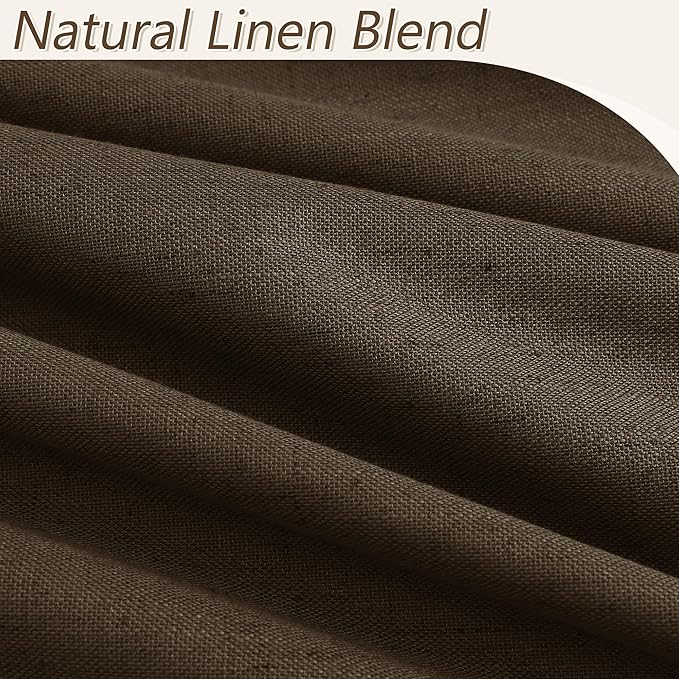 Guken 100% Blackout Curtains 108 Inch Length 2 Panels Set for Living Room Bedroom Back Tab Thermal Insulated Black Out Linen Drapes Room Darkening Chocolate,52x108