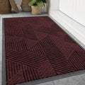 Smiry Front Door Mat Outside Entrance, Heavy Duty Sturdy Natural Rubber Doormat, Trap Dirt and Moisture, Easy Clean Low Profile Welcome Floor Mats for Indoor Outdoor Entry, 47x23 Inch, Dark Red