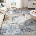 UERMEI 5x7 Area Rug Living Room Rugs Thickened - Washable Neutral Modern Abstract Soft Rug Indoor Floor No Slip Rug Carpet for Bedroom Under Dining Table Home Office Decor - Denim Blue