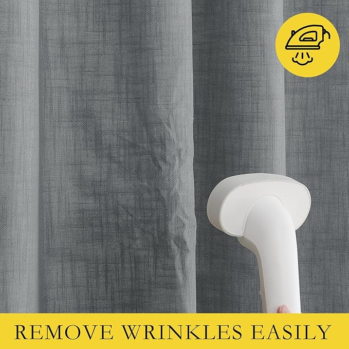NICETOWN 100% Absolutely Blackout Linen Curtains with Thermal Insulated White Liner, Dove Grey, W62, 2 Pieces, Noise Reducing Textured Linen Look Curtains for Windows 95 inch Length for Classroom