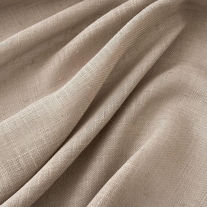 MIULEE Taupe Linen Curtains 84 Inch Length 2 Panels for Bedroom Living Room, Soft Thick Linen Textured Natural Window Drapes Semi Sheer Light Filtering Back Tab Rod Pocket Burlap Look Decor