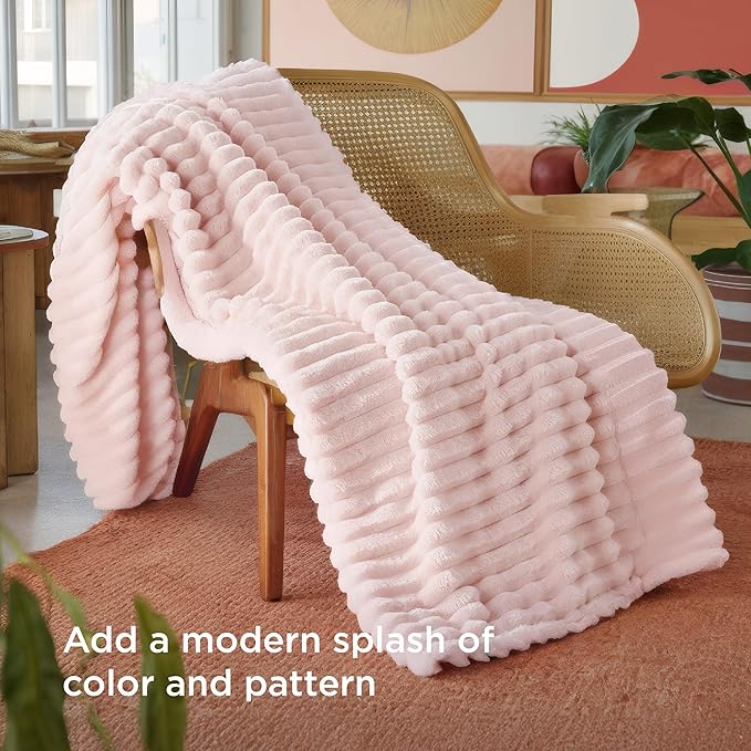 Bedsure GentleSoft Crystal Pink Fleece Blanket for Couch - Cozy Soft Blankets for Women, Cute Small Throws for Girls, 60x80 Inches