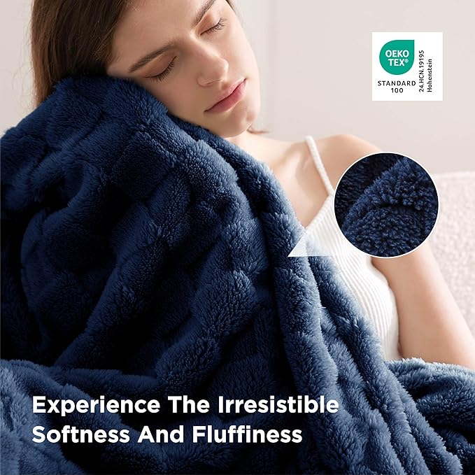 Bedsure GentleSoft Navy Throw Blanket for Couch - Super Soft Cozy Blankets Gifts for Kids Girls, Cute Small Fleece Throws for Bedroom Home Decor, 50x70 Inches