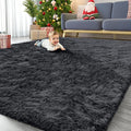 OLANLY 9x11 Machine Washable Large Area Rugs for Living Room, Bedroom, Soft Fluffy Shaggy Bedside Rug, Indoor Floor Carpet for Kids Girls and Boys, Dorms, Nursery, Home Decor Aesthetic, Black