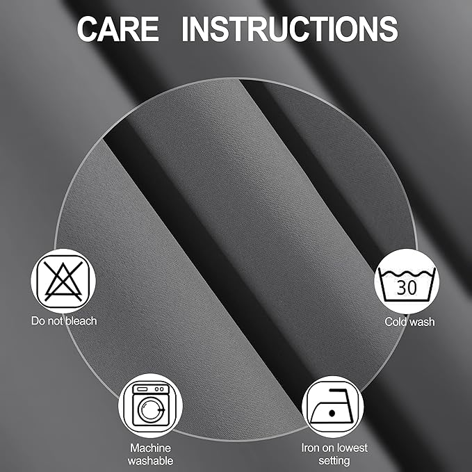LEMOMO Grey Thermal Blackout Curtains/42 x 72 Inch/Set of 2 Panels Room Darkening Curtains for Bedroom