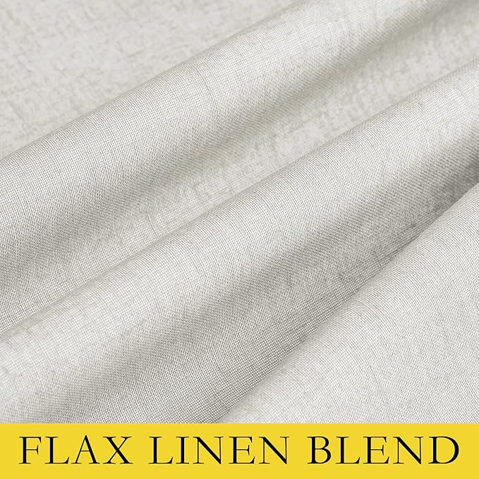 NICETOWN Extra Long Linen 100% Blackout Curtains 102 inches Length 2 Panels Set with Thermal Insulated Liners, Ivory, 62" Width, Farmhouse Style Window Draperies for Patio Sliding Glass Door