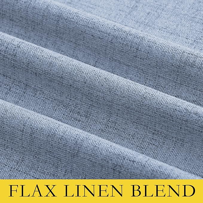 NICETOWN Stone Blue Vintage Linen 100% Blackout Curtains for Living Room, Thermal Insulated Curtains 102“ Long, Noise Reducing Window Treatment Drapes for Home Office, 62" Wide Per Panel, Set of 2