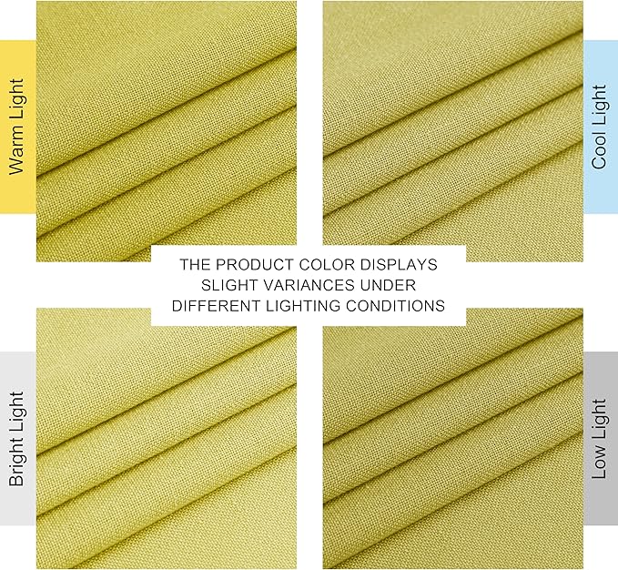 NICETOWN Bright Yellow Linen Curtains for Kitchen, Thick Flax Small Window Treatments Semi Sheer Privacy Assured with Light Through for Cafe/Bathroom, W55 x L84, 2 Panels