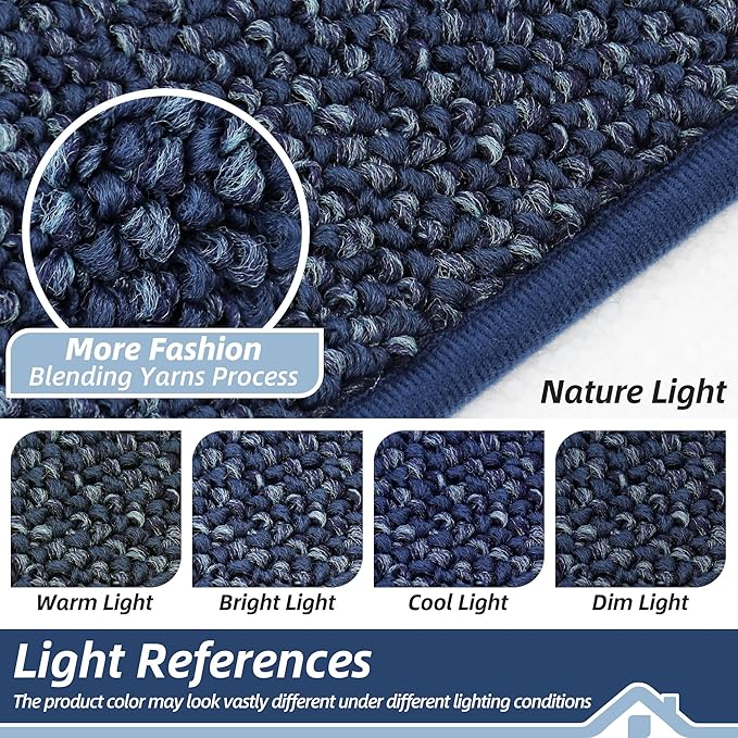 BEQHAUSE Kitchen Rugs 24"x36", Non-Slip Kitchen Mats for Floor, Super Absorbent and Stain Resistant Kitchen Rugs, Machine Washable Rugs for Kitchen, Hallway, Laundry & Sink, Blue