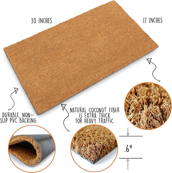 MAINEVENT Plain Coir Doormat Bulk 30x17 Inch, Blank Door Mat 10 Pack for Crafting Painting, Welcome Mat for Crafts