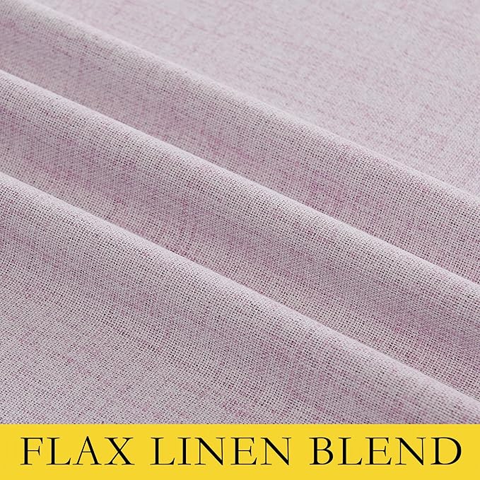 NICETOWN Pink Vintage Linen 100% Blackout Curtains for Living Room, Thermal Insulated Curtains 84" Long, Noise Reducing Window Treatment Drapes for Dining Room, 62" Wide Per Panel, Set of 2