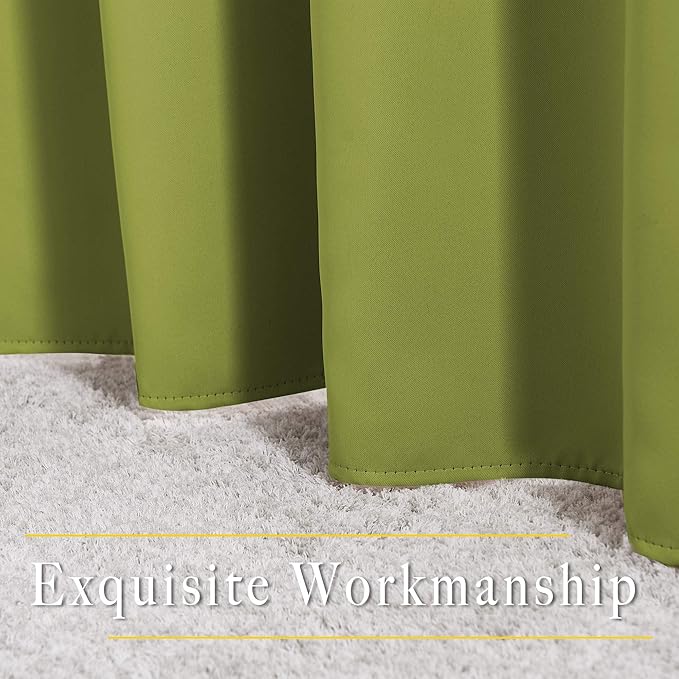 NICETOWN Room Darkening Doorway Curtains 80 inches Long for Bedroom - Grommet Light & Heat Blocking Window Treatments Sound Reducing Drapes for Living Room (2 Panels, W46 x L80, Fresh Green)