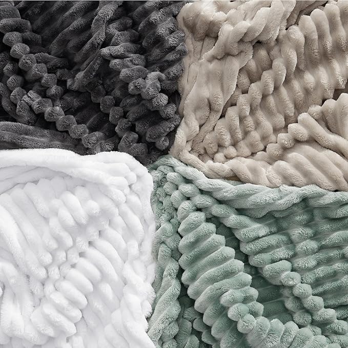 Bedsure GentleSoft Bright White Throw Blanket for Couch - Cozy Soft Blankets for Women, Cute Small Throws for Girls, 50x60 Inches