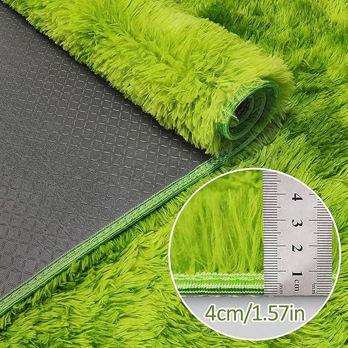 Tie-Dyed Runner Rug for Bedroom Green 2x8ft Fluffy Area Rug Bedside Runner Rug for Kids Room Boys Teens Nursery Baby Living Room Dorm Home Decor Carpets