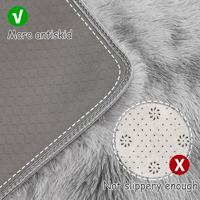 Tie Dye Grey Soft Shaggy Fluffy Rug for Living Room 6x9ft Anti-Skid Durable Area Rug Mat Bedside Throw Rug for Bedroom Kids Room Boys Teens Nursery Dorm Office Home Decor Carpets