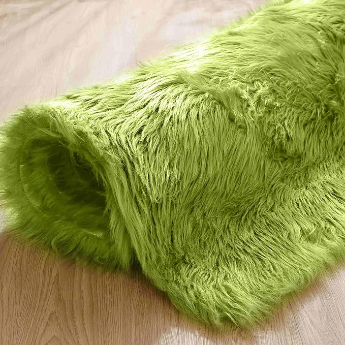 Goolela Lime Green Area Rug 9x12 Fluffy Fuzzy Furry Rug for Bedroom Living Room Shaggy Faux Sheepskin Fur Soft Rectangle