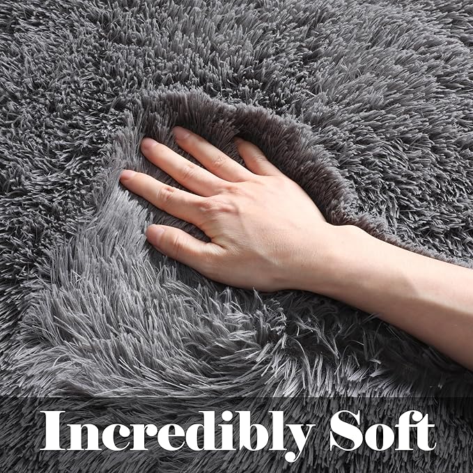 ONASAR Grey 6x9 Area Rugs for Living Room, Gray Large Fluffy Shag Rug for Bedroom, Ultra Soft Plush Big Indoor Floor Carpet for Kids Girls Boys Baby Teen Dorm Nursery Home Decor Aesthetic
