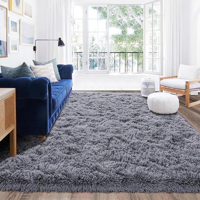 Rugs for Bedroom 4x6, Soft Shaggy Modern Shag Area Rug for Living Room, Upgrade Non-Slip Plush Fluffy Carpet for Kids Boys Girls Room Home Decor Aesthetic, Grey