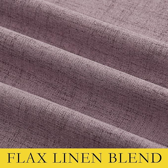 NICETOWN Chaise Mauve Vintage Linen 100% Blackout Curtains for Living Room, Thermal Insulated Curtains 84" Long, Noise Reducing Window Treatment Drapes for Dining Room, 62" Wide Per Panel, Set of 2