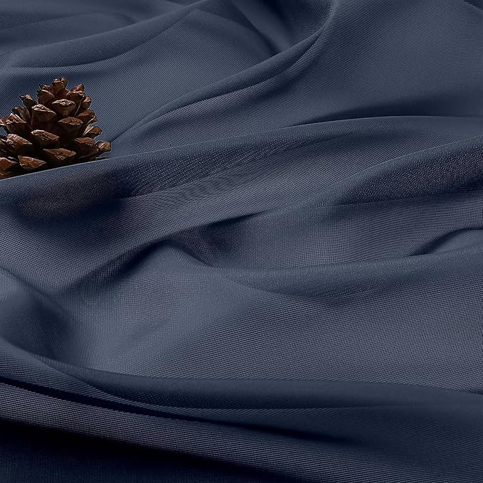 OWENIE Sheer Navy Blue Curtains 108 Inches Long for Living Room Bedroom 2 Panels Set, Lightweight Airy Navy Blue Sheer Curtain, Filmy Voile Rod Pocket, 2 PCS, Each 59" W x 108" L