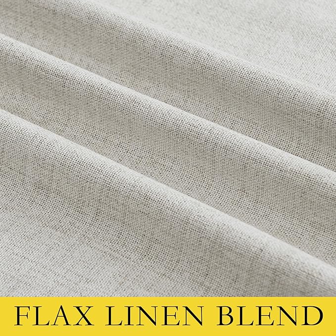 NICETOWN Snowbound Vintage Linen 100% Blackout Curtains for Living Room, Thermal Insulated Curtains 63" Long, Noise Reducing Window Treatment Drapes for Hall Room, 52" Wide Per Panel, Set of 2